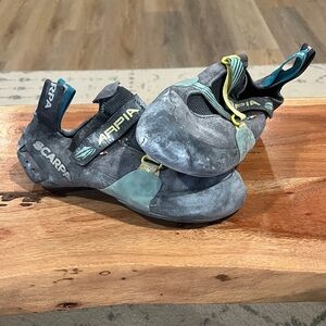 Scarpa Grey with Green and Yellow Climbing Shoes